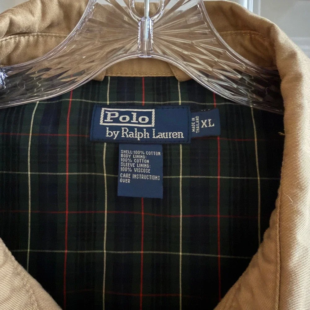 Vintage Polo Ralph Lauren Harrington Jacket, XL, Tan/Plaid
